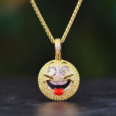 DBZ 14K Gold Smiley Face With Money Emoji Pendant - Jeupeter