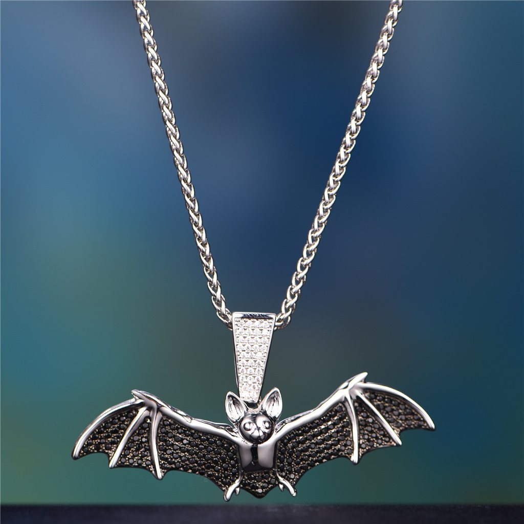 DBZ White Gold Iced Bat Pendant  - Jeupeter