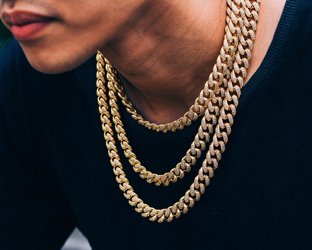 12mm 14K Gold Iced Cuban Chain - Jeupeter