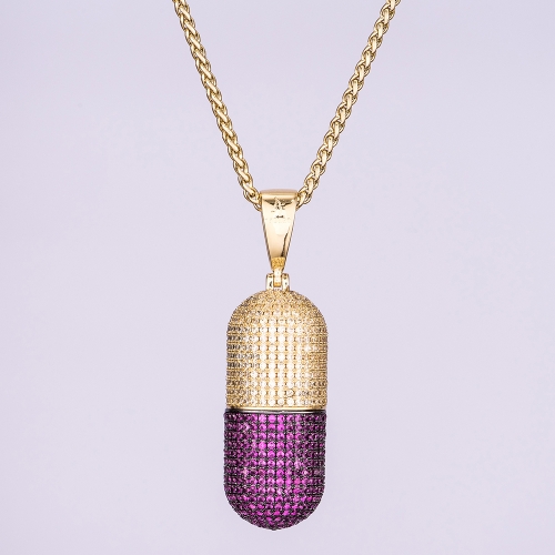 14K Gold Iced Out Detachable Pill Emoji Pendant - Jeupeter