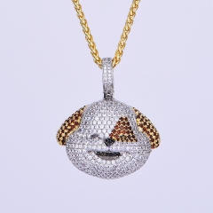 14K Gold Iced Dog Face Emoji - Jeupeter