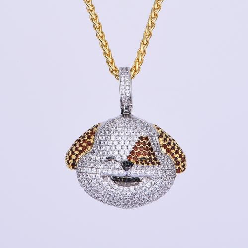 14K Gold Iced Dog Face Emoji - Jeupeter